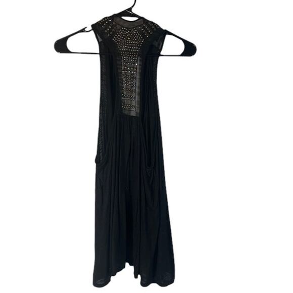 WallpapHER Black Sleeveless Beaded Sheer Upper Vest Women Sz L - Picture 2 of 9